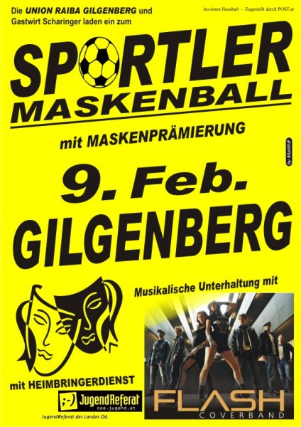 Flyer Sportler Maskenball Gilgenberg 2013