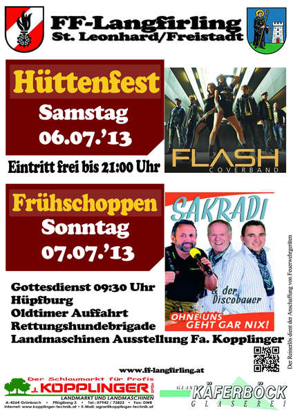 Flyer Hüttenfest Langfirling 2013