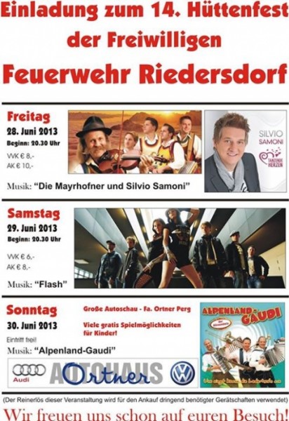 Flyer Hüttenfest Riedersdorf