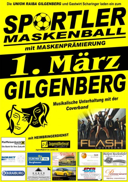 Flyer Sportler-Maskenball Gilgenberg 2014