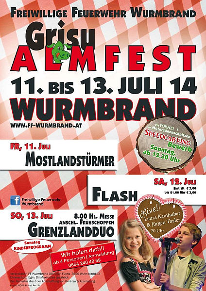 Flyer Grisu Almfest Wurmbrand 2014