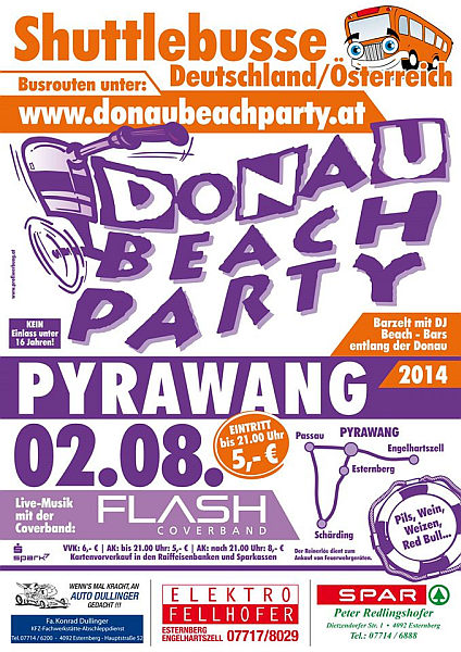 Flyer Donau Beach Party Pyrawang 2014